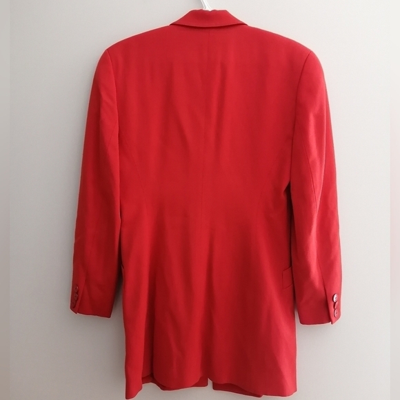 Vintage Escada '80s Margaretha Ley Wool Longline Single Breasted Red Blazer 34 4 - Picture 4 of 17